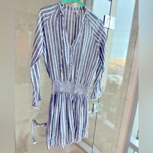 Blue and white stripe linen dress